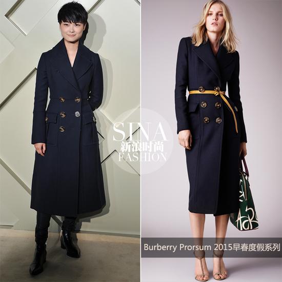 李宇春身着burberry Prorsum早春系列外套大衣