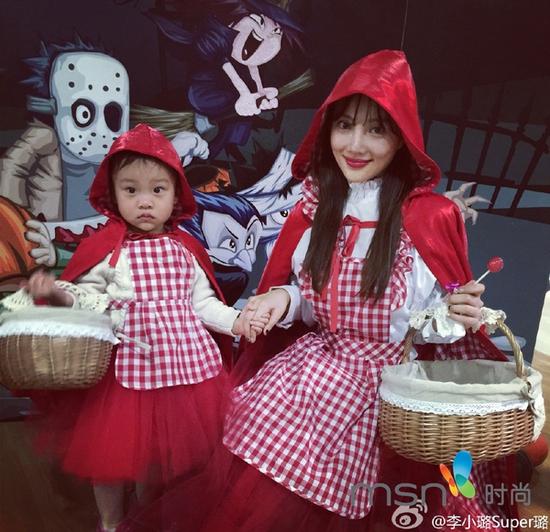 多多变艳后甜馨爱小红帽 今年万圣节明星扮了
