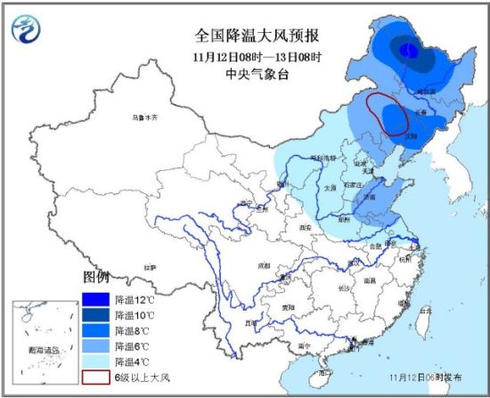 全国降温大风预报