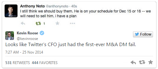 Twitter CFO误发信息披露收购计划