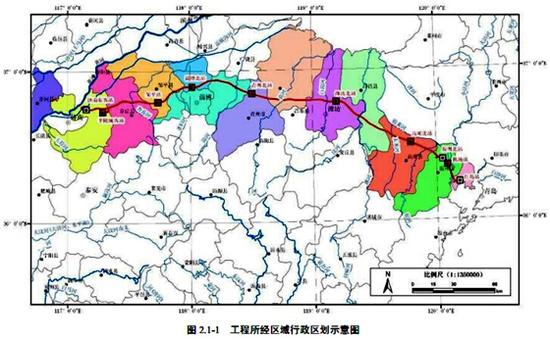 工程所经区域行政区划示意图