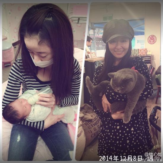 林心如给婴儿喂奶