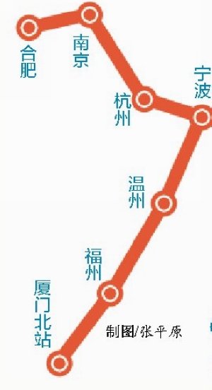 厦门合肥明起将有动车直达 全程9小时56分钟每