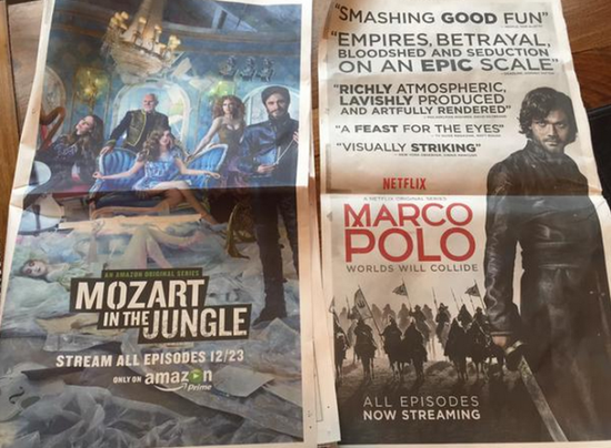 亚马逊Netflix在纽约时报投放整版广告推广自制剧