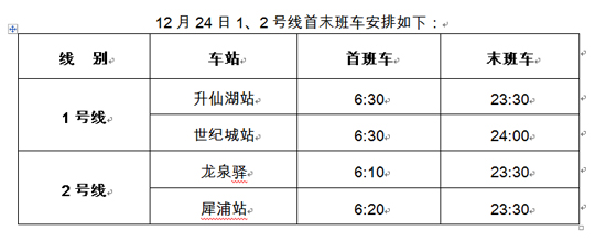 平安夜成都地铁1、2号线延时1小时收车 市民放