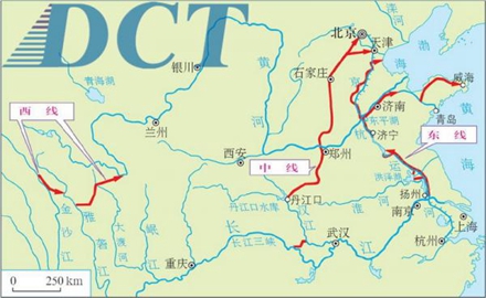 南水北调三线工程路线示意图