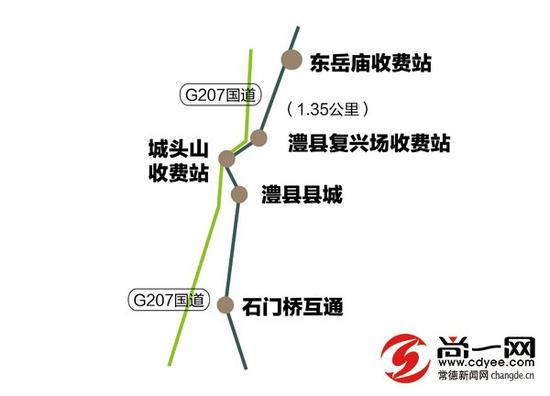 由南向北开通至城头山收费站下高速，走207国道约四公里上荆东高速东岳庙收费站。