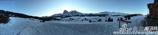 汪峰也晒出相同雪景