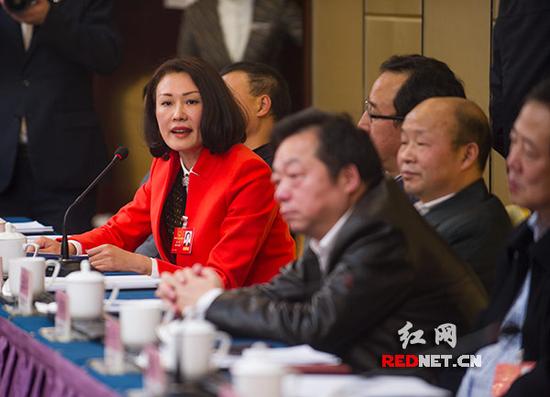 湘潭市人大代表们踊跃发言，为全省和湘潭的经济社会发展建言献策。