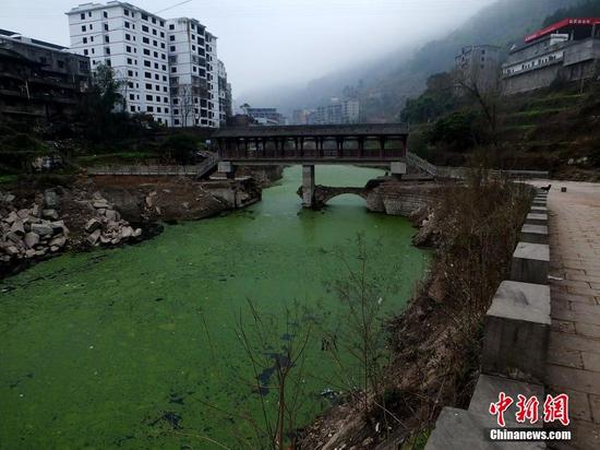 河面漂浮着各种垃圾