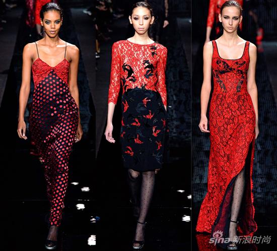 DKNY 2015秋冬拼接印花裙