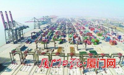繁忙的海沧远海码头。(本报记者 郑晓东 摄)