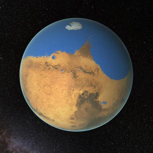 NASA科学家的研究表明，火星曾存在一个原始海洋，拥有的水量比地球上的北冰洋还多。这颗红色星球已经失去了87%的水。