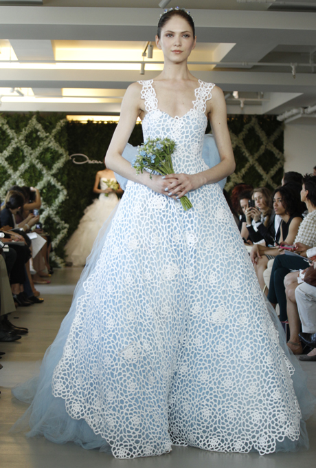 Tiffany蓝吊带甜美蓬蓬裙，Oscar de la Renta