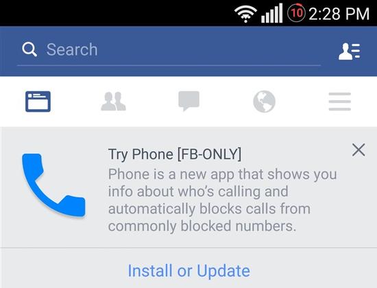 Facebook测试通话应用Phone