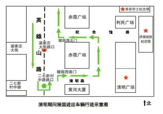 济南烈士陵园通行示意图