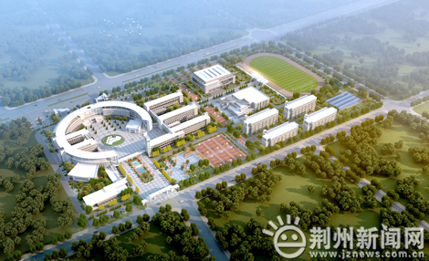 新建的荆州中学鸟瞰图