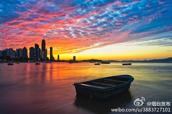 烟台海滩（图：@烟台发布）