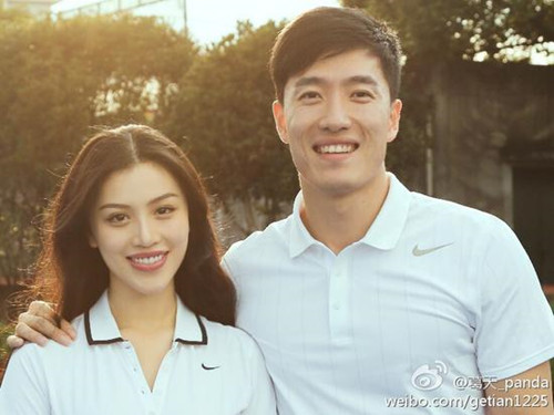 刘翔与妻子葛天。