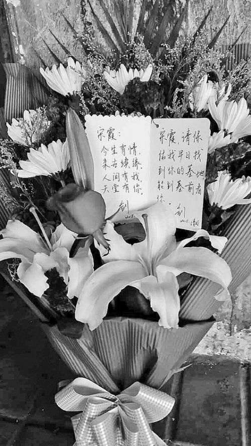 清明节当日,表达老林浓浓哀思的一束鲜花摆在了八一立交桥下,这儿是29年前宋霞遇难的地方。图片由东紫提供。