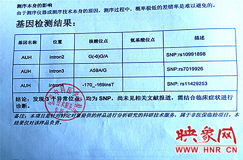 小振阳的DNA检测结果