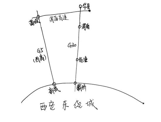 從西禹高速繞行路線示意圖