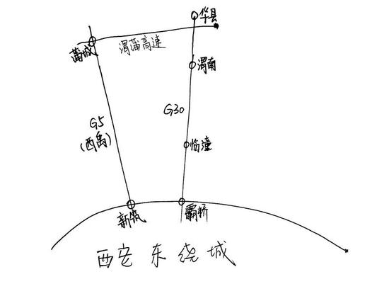 从西禹高速绕行路线示意图