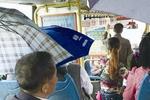 龙岩公交漏雨乘客车内撑伞 车外大雨车内小雨