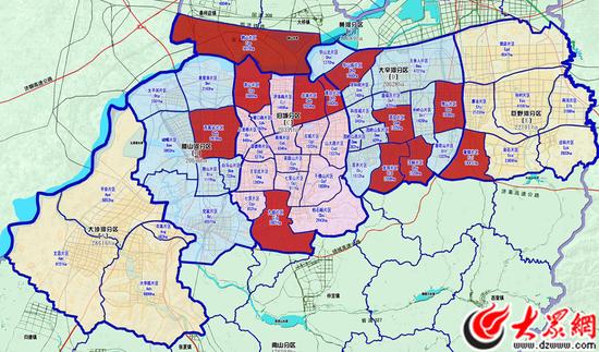 济南中心城片区规划示意图