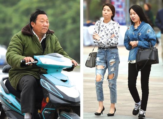 同一天的鄭州街頭，有人穿棉襖，有人過夏天。