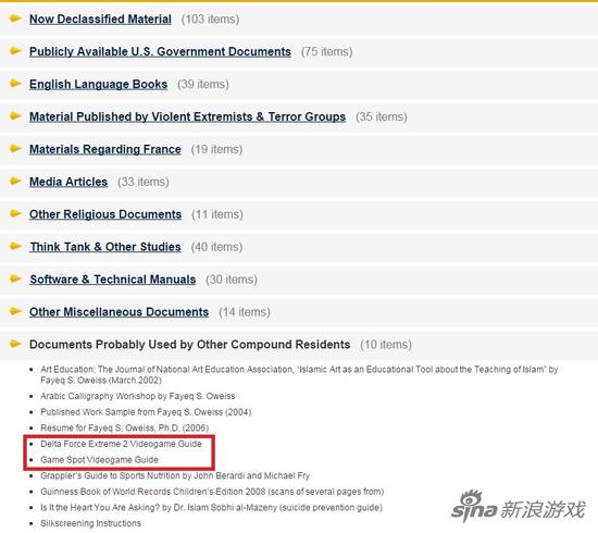 美国国家情报局办公室网站公布的本拉登书架内容