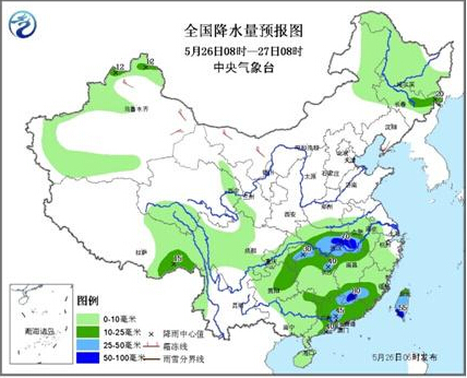 全国降水量预报图