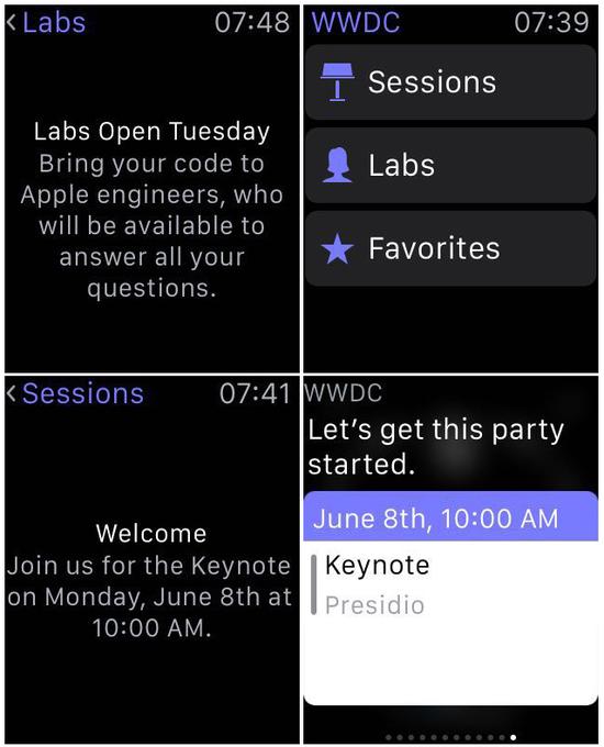 手表上的WWDC应用