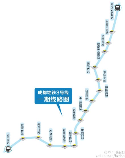 成都地铁3号线首列车6日试车成功