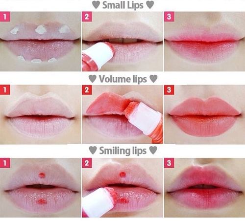 不同的唇膏涂法帮你改变唇形