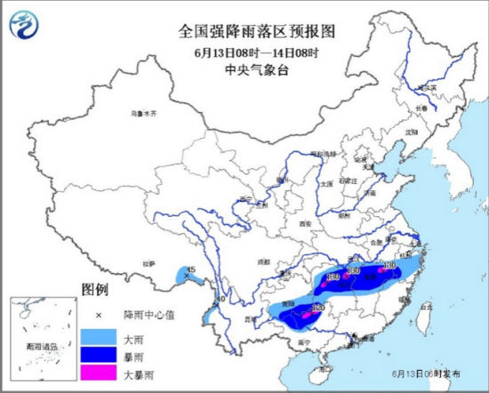 全国降雨落区预报图