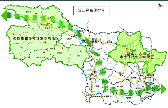 图为：湖北汉江经济带生态安全格局图