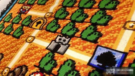 针织版的《超级马里奥兄弟3》的毛毯