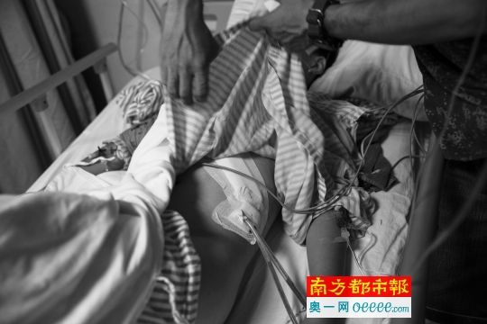 昨日,深圳松岗人民医院,小韩已做了两次手术。 南都记者 陈文才 摄