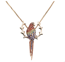 MONETA金刚鹦鹉系列群镶彩宝鹦鹉项链