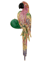 MONETA金刚鹦鹉系列群镶彩宝配祖母绿鹦鹉胸针