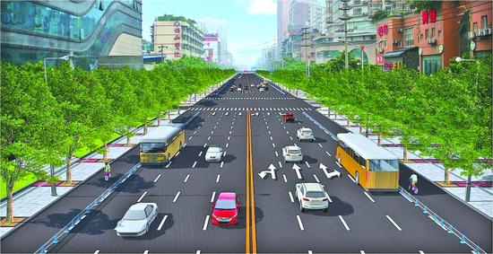 改造后的道路效果图 图片由交管部门提供
