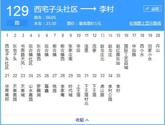 为方便居民出行需求 公交129路将调整走向及站点