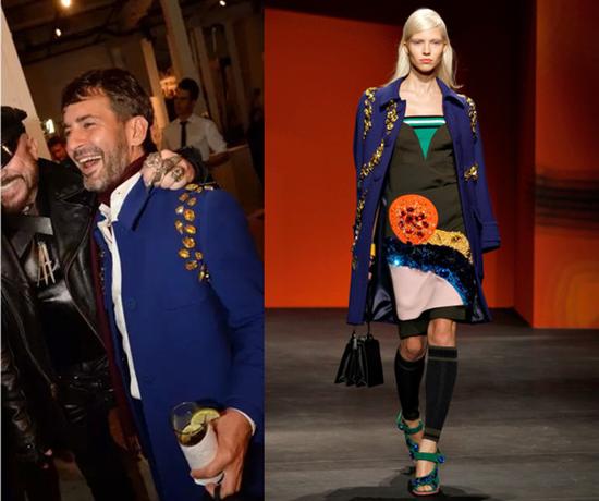 Prada 2014春夏系列的蓝色宝石坠饰大衣Marc Jacobs也穿过