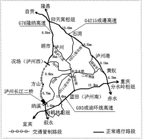 g93成渝环线高速绕行,行驶里程59km到绕城高速白鹤林枢纽,绕行27km;由