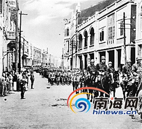 1939年，日军登陆后进入海口得胜沙一带。(资料图)