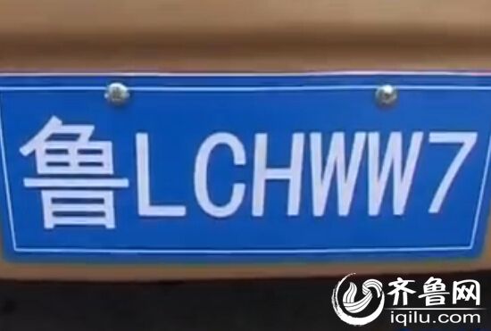 交警将自制车牌的男子拦下。(视频截图)