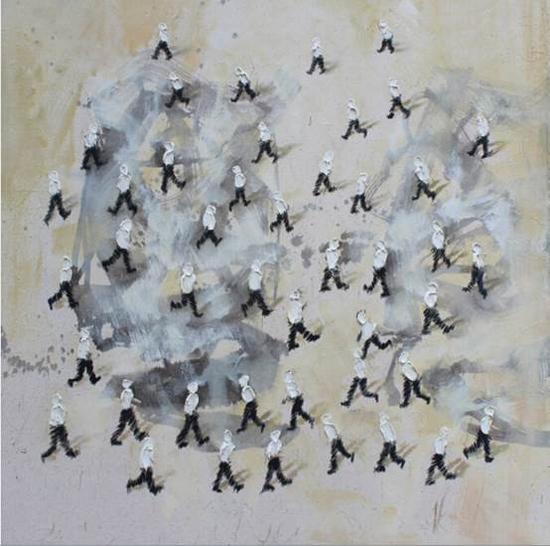人来人往
综合材料
80x80cm