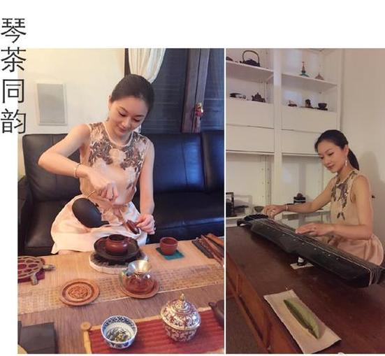 陈婷妻子端庄品茶抚琴