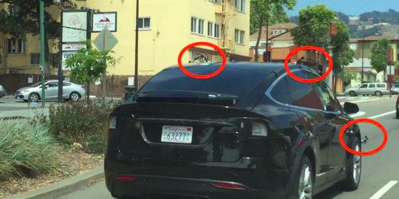 特斯拉Model X SUV上疑似装置传感器